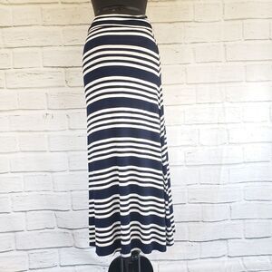 Wasabi + mint blue and white striped maxi skirt
